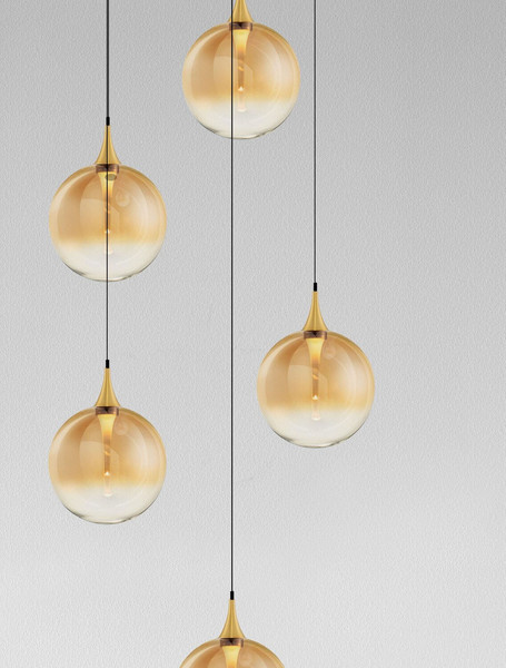 Nova Luce LED Pendelleuchte Orenda dimmbar 20W warmweiss 3000K Messinggold Schwarz Champagner Glas Metall Ø50cm 9416962