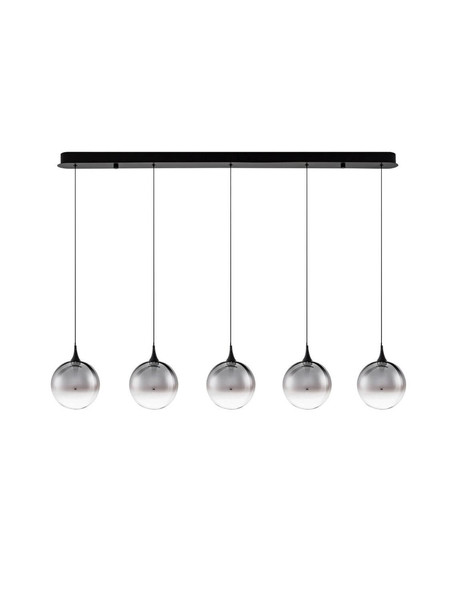 Nova Luce LED Pendelleuchte Orenda dimmbar 20W warmweiss 3000K Rauchgrau Schwarz Glas Metall 115x16cm 9416963