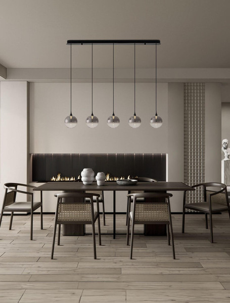 Nova Luce LED Pendelleuchte Orenda dimmbar 20W warmweiss 3000K Rauchgrau Schwarz Glas Metall 115x16cm 9416963