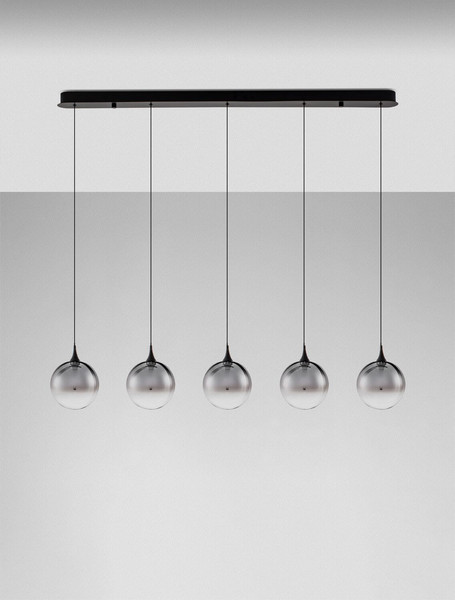 Nova Luce LED Pendelleuchte Orenda dimmbar 20W warmweiss 3000K Rauchgrau Schwarz Glas Metall 115x16cm 9416963