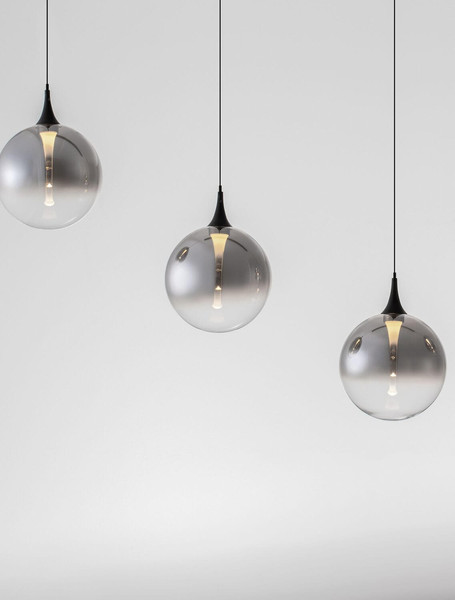 Nova Luce LED Pendelleuchte Orenda dimmbar 20W warmweiss 3000K Rauchgrau Schwarz Glas Metall 115x16cm 9416963