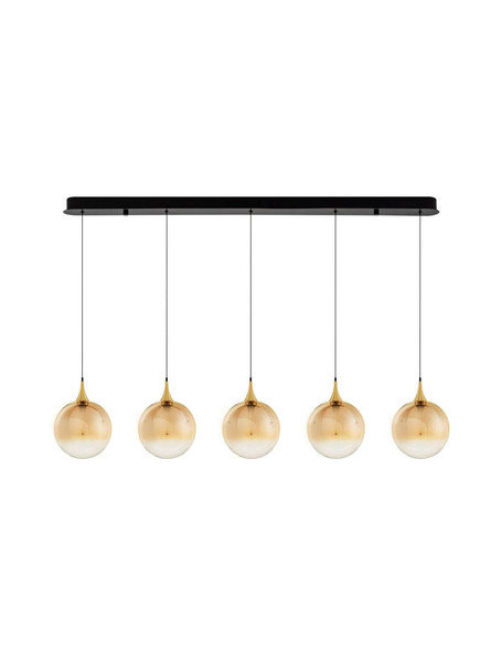 Nova Luce LED Pendelleuchte Orenda dimmbar 20W warmweiss 3000K Messinggold Schwarz Champagner Glas Metall 115x16cm 9416964
