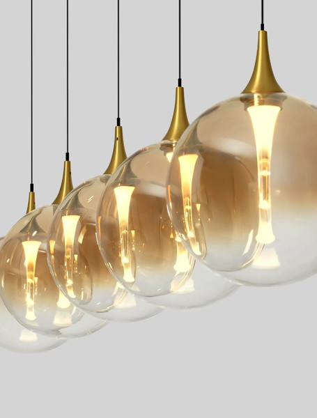 Nova Luce LED Pendelleuchte Orenda dimmbar 20W warmweiss 3000K Messinggold Schwarz Champagner Glas Metall 115x16cm 9416964