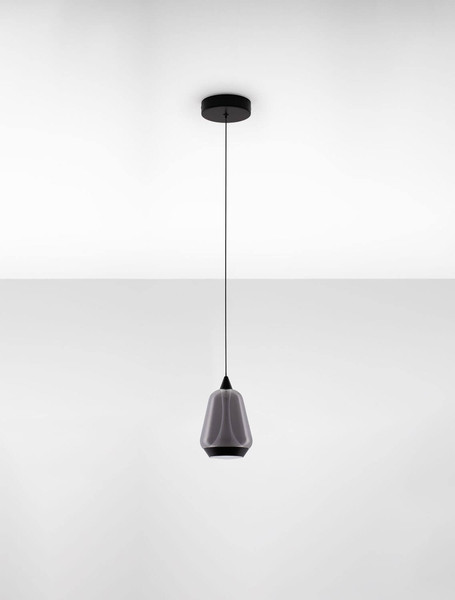 Nova Luce LED Pendelleuchte Alish 8W warmweiss 3000K Rauchgrau Schwarz Glas Metall Ø12cm 9416965