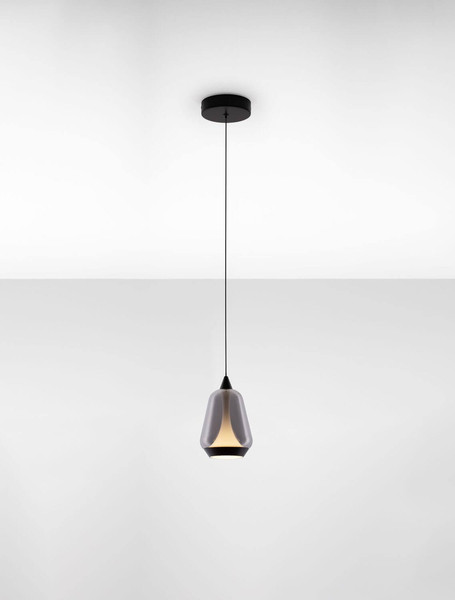 Nova Luce LED Pendelleuchte Alish 8W warmweiss 3000K Rauchgrau Schwarz Glas Metall Ø12cm 9416965