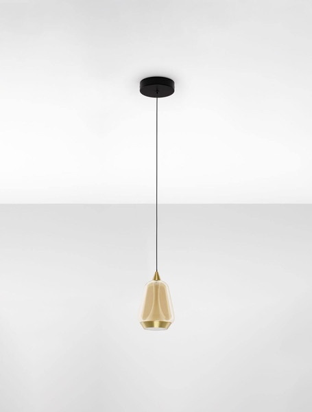 Nova Luce LED Pendelleuchte Alish 8W warmweiss 3000K Messinggold Schwarz Champagner Glas Metall Ø12cm 9416966
