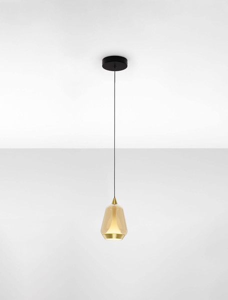 Nova Luce LED Pendelleuchte Alish 8W warmweiss 3000K Messinggold Schwarz Champagner Glas Metall Ø12cm 9416966