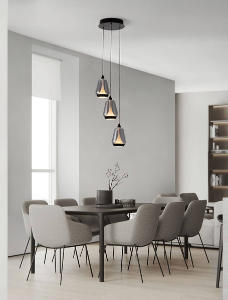 Nova Luce LED Pendelleuchte Alish dimmbar 24W warmweiss 3000K Rauchgrau Schwarz Glas Metall Ø28cm 9416967