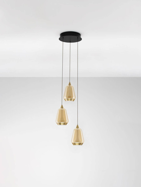 Nova Luce LED Pendelleuchte Alish dimmbar 24W warmweiss 3000K Messinggold Schwarz Champagner Glas Metall Ø28cm 9416968
