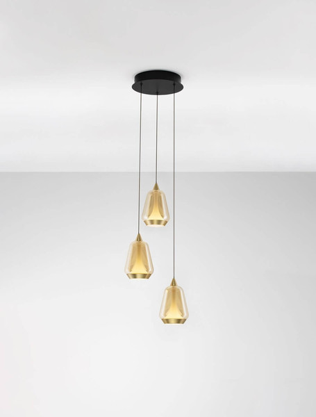Nova Luce LED Pendelleuchte Alish dimmbar 24W warmweiss 3000K Messinggold Schwarz Champagner Glas Metall Ø28cm 9416968