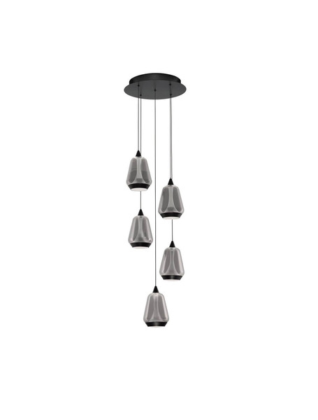 Nova Luce LED Pendelleuchte Alish dimmbar 40W warmweiss 3000K Rauchgrau Schwarz Glas Metall Ø33cm 9416969