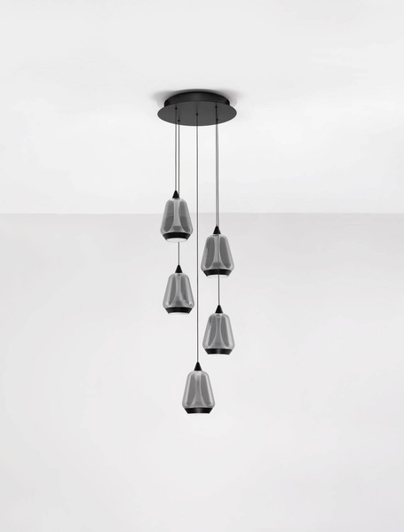 Nova Luce LED Pendelleuchte Alish dimmbar 40W warmweiss 3000K Rauchgrau Schwarz Glas Metall Ø33cm 9416969
