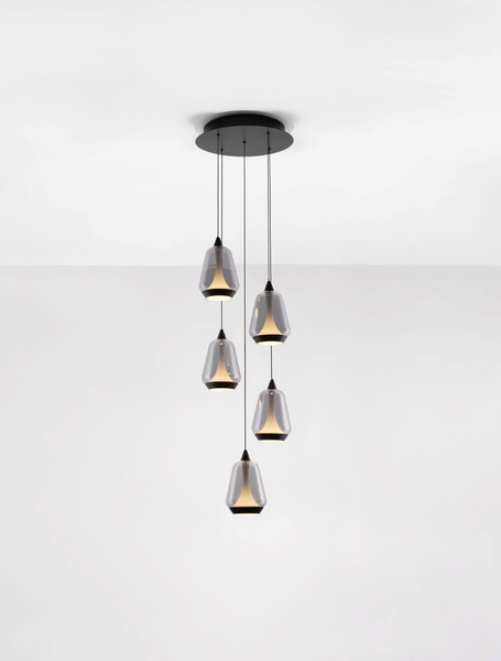 Nova Luce LED Pendelleuchte Alish dimmbar 40W warmweiss 3000K Rauchgrau Schwarz Glas Metall Ø33cm 9416969