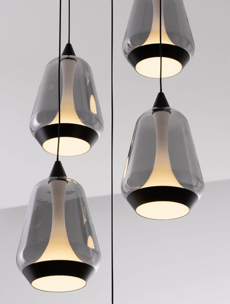 Nova Luce LED Pendelleuchte Alish dimmbar 40W warmweiss 3000K Rauchgrau Schwarz Glas Metall Ø33cm 9416969