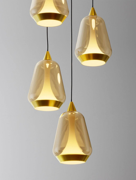 Nova Luce LED Pendelleuchte Alish dimmbar 40W warmweiss 3000K Messinggold Schwarz Champagner Glas Metall Ø33cm 9416970