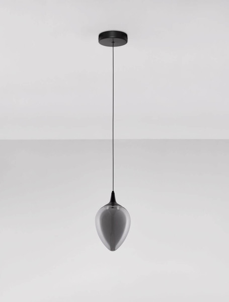 Nova Luce LED Pendelleuchte Nali 6W warmweiss 3000K Rauchgrau Schwarz Glas Metall Ø14cm 9416971