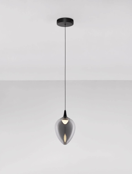 Nova Luce LED Pendelleuchte Nali 6W warmweiss 3000K Rauchgrau Schwarz Glas Metall Ø14cm 9416971