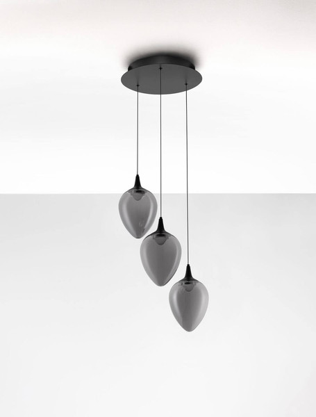 Nova Luce LED Pendelleuchte Nali dimmbar 18W warmweiss 3000K Rauchgrau Schwarz Glas Metall Ø35cm 9416973