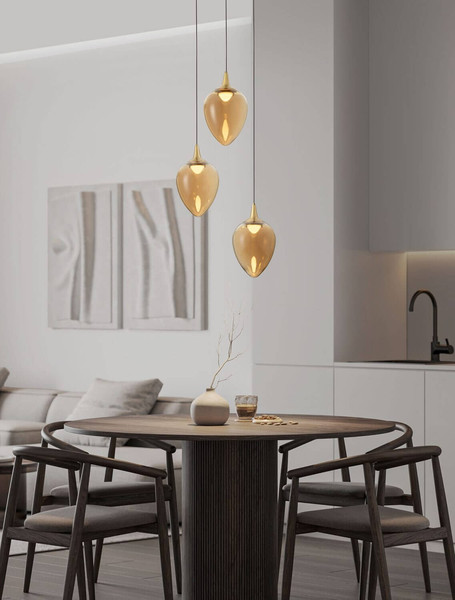 Nova Luce LED Pendelleuchte Nali dimmbar 18W warmweiss 3000K Messinggold Schwarz Champagner Glas Metall Ø35cm 9416974