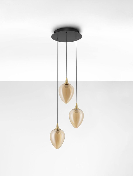 Nova Luce LED Pendelleuchte Nali dimmbar 18W warmweiss 3000K Messinggold Schwarz Champagner Glas Metall Ø35cm 9416974