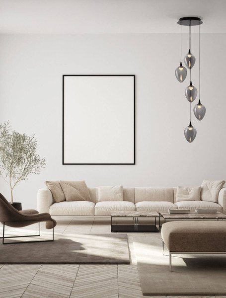 Nova Luce LED Pendelleuchte Nali dimmbar 30W warmweiss 3000K Rauchgrau Schwarz Glas Metall Ø35cm 9416975