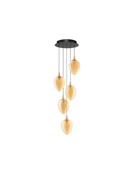 Nova Luce LED Pendelleuchte Nali dimmbar 30W warmweiss 3000K Messinggold Schwarz Champagner Glas Metall Ø35cm 9416976