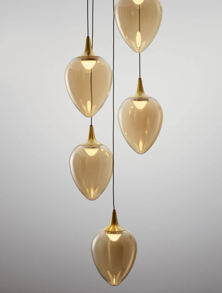 Nova Luce LED Pendelleuchte Nali dimmbar 30W warmweiss 3000K Messinggold Schwarz Champagner Glas Metall Ø35cm 9416976