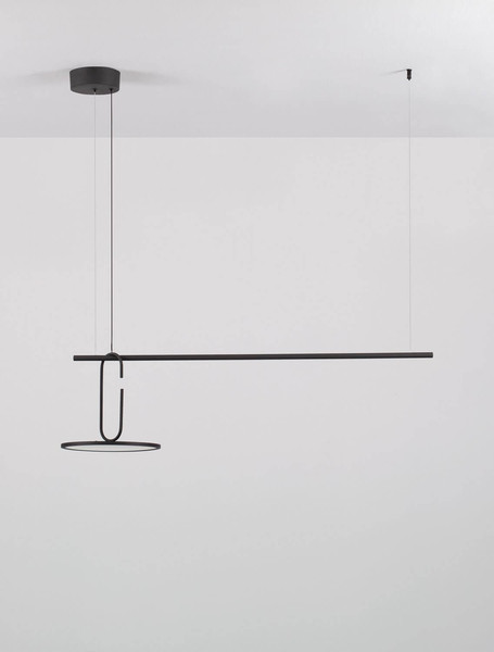 Nova Luce LED Pendelleuchte Gea dimmbar 22W warmweiss 3000K Schwarz Aluminium 100x30cm 9501209