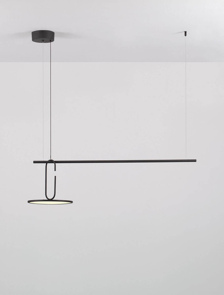 Nova Luce LED Pendelleuchte Gea dimmbar 22W warmweiss 3000K Schwarz Aluminium 100x30cm 9501209