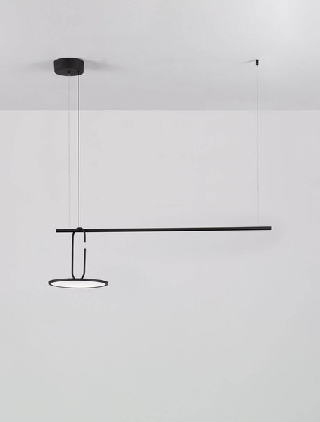Nova Luce LED Pendelleuchte Gea dimmbar 22W warmweiss 3000K Schwarz Aluminium 100x30cm 9501209