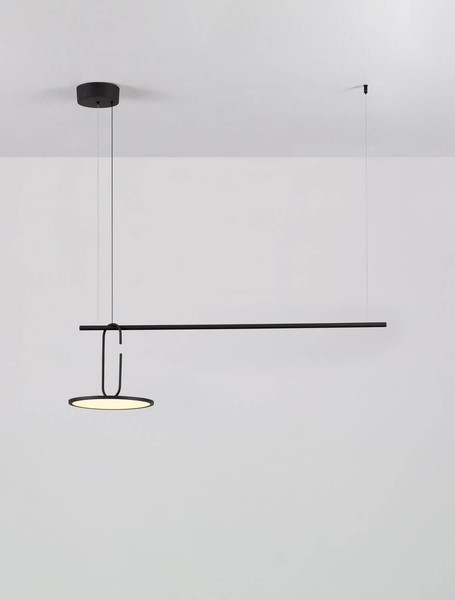 Nova Luce LED Pendelleuchte Gea dimmbar 22W warmweiss 3000K Schwarz Aluminium 100x30cm 9501209