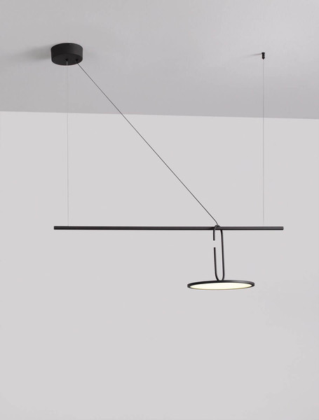 Nova Luce LED Pendelleuchte Gea dimmbar 22W warmweiss 3000K Schwarz Aluminium 100x30cm 9501209