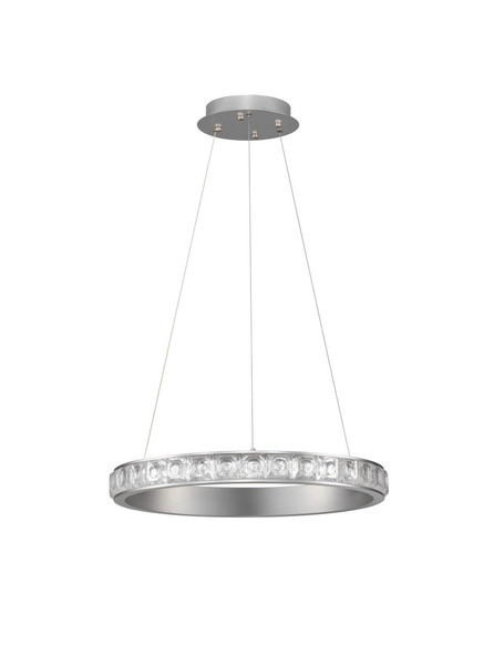 Nova Luce LED Pendelleuchte Eteken dimmbar 35W warmweiss 3000K Silber Stahl Kristall Ø60cm 9501214