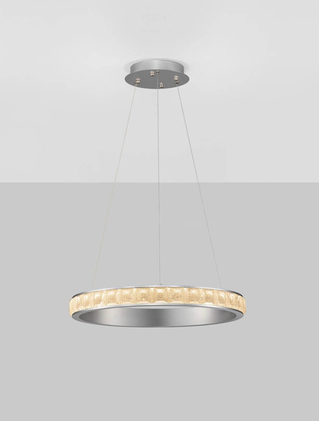 Nova Luce LED Pendelleuchte Eteken dimmbar 35W warmweiss 3000K Silber Stahl Kristall Ø60cm 9501214