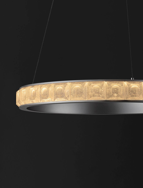 Nova Luce LED Pendelleuchte Eteken dimmbar 35W warmweiss 3000K Silber Stahl Kristall Ø60cm 9501214
