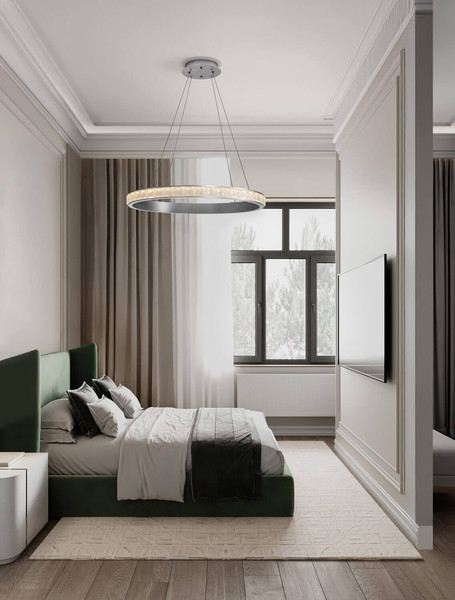 Nova Luce LED Pendelleuchte Eteken dimmbar 45W warmweiss 3000K Silber Stahl Kristall Ø80cm 9501215