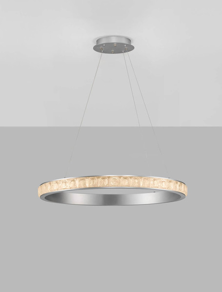 Nova Luce LED Pendelleuchte Eteken dimmbar 45W warmweiss 3000K Silber Stahl Kristall Ø80cm 9501215