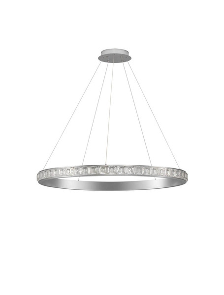 Nova Luce LED Pendelleuchte Eteken dimmbar 60W warmweiss 3000K Silber Stahl Kristall Ø100cm 9501216