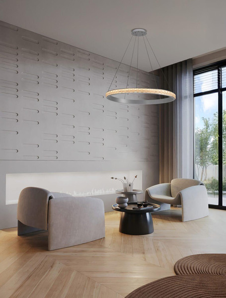Nova Luce LED Pendelleuchte Eteken dimmbar 60W warmweiss 3000K Silber Stahl Kristall Ø100cm 9501216