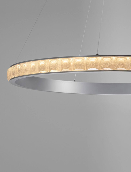 Nova Luce LED Pendelleuchte Eteken dimmbar 60W warmweiss 3000K Silber Stahl Kristall Ø100cm 9501216
