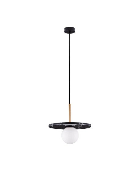 Nova Luce Pendelleuchte Idor G9 Opal Schwarz Glas Marmor Ø30cm 9501252