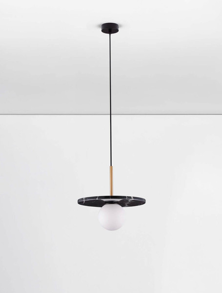 Nova Luce Pendelleuchte Idor G9 Opal Schwarz Glas Marmor Ø30cm 9501252