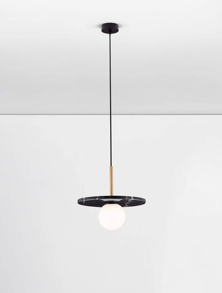 Nova Luce Pendelleuchte Idor G9 Opal Schwarz Glas Marmor Ø30cm 9501252