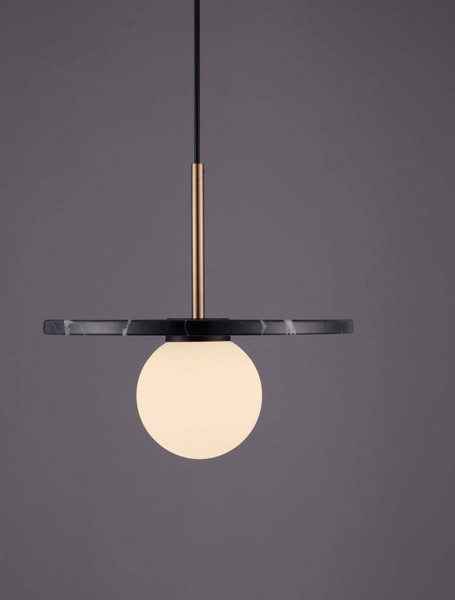 Nova Luce Pendelleuchte Idor G9 Opal Schwarz Glas Marmor Ø30cm 9501252