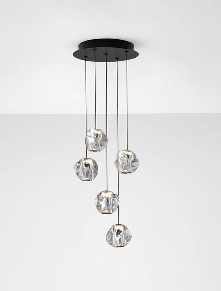 Nova Luce LED Pendelleuchte Ifos dimmbar 25W warmweiss 3000K Schwarz Chrom Metall Ø30cm 9511012