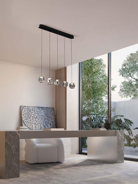 Nova Luce LED Pendelleuchte Ifos dimmbar 25W warmweiss 3000K Schwarz Chrom Metall 84x10cm 9511013