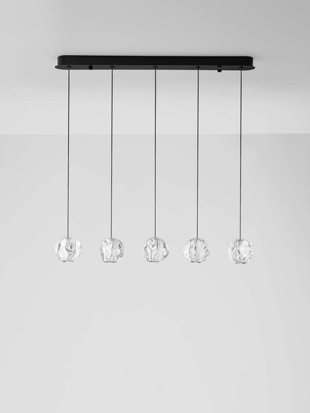 Nova Luce LED Pendelleuchte Ifos dimmbar 25W warmweiss 3000K Schwarz Chrom Metall 84x10cm 9511013