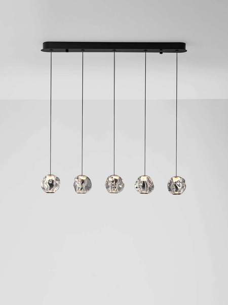 Nova Luce LED Pendelleuchte Ifos dimmbar 25W warmweiss 3000K Schwarz Chrom Metall 84x10cm 9511013