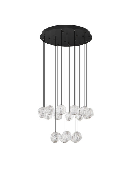 Nova Luce LED Pendelleuchte Ifos dimmbar 87W warmweiss 3000K Schwarz Chrom Metall Ø60cm 9511015