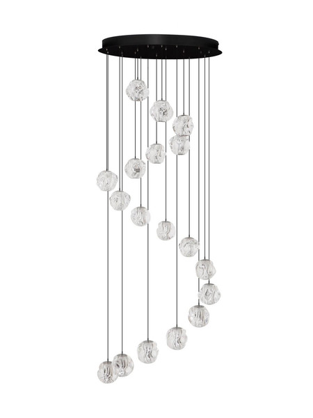 Nova Luce LED Pendelleuchte Ifos dimmbar 87W warmweiss 3000K Schwarz Chrom Metall Ø60cm 9511015
